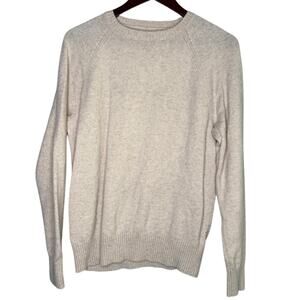 J.Crew Men's Lamb's Wool Crewneck Long Sleeve Pullover Sweater Rib Hems M Beige